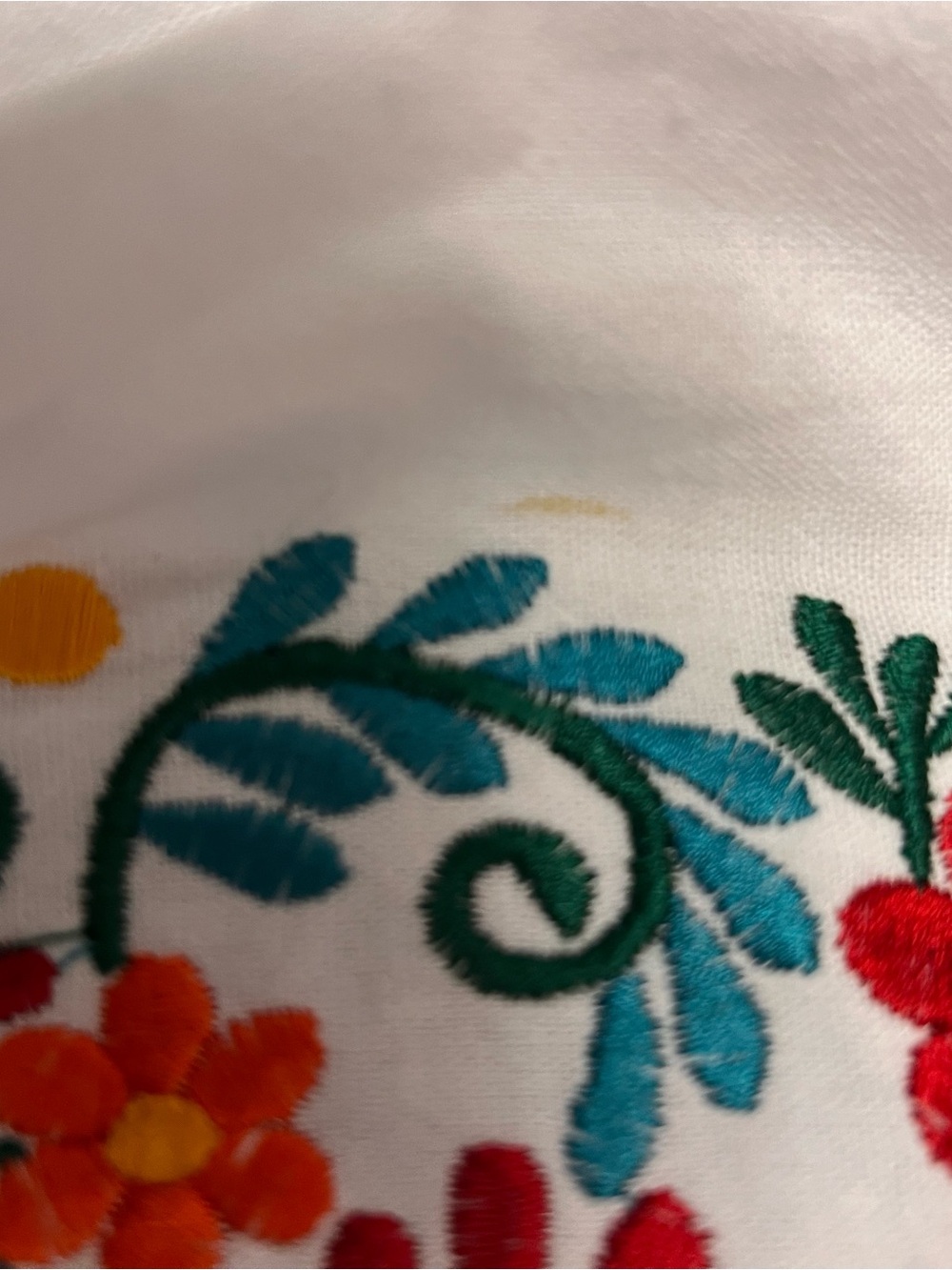Embroidered blouse, peasant, floral, mexican blouse, hand made White smoked S /M - Picture 9 of 9